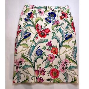 Ann Taylor Floral Pencil Skirt Womens 8 Ivory Multi NEW Textured Pique 22752291